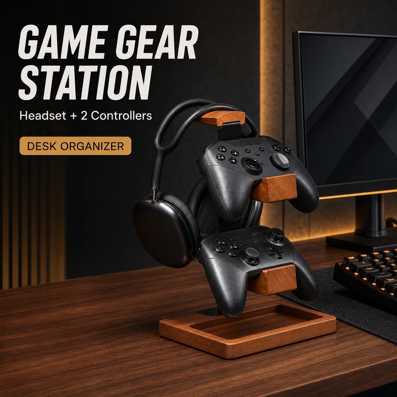 Pc Gaming Earphones - Suporte de Madeira para Fones de