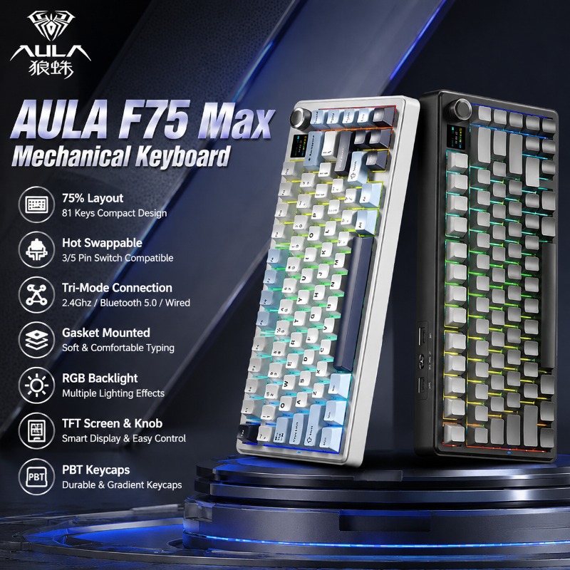 Teclado Mecânico AULA F75 Max, - Pc Gaming Keyboard avaliação e preço