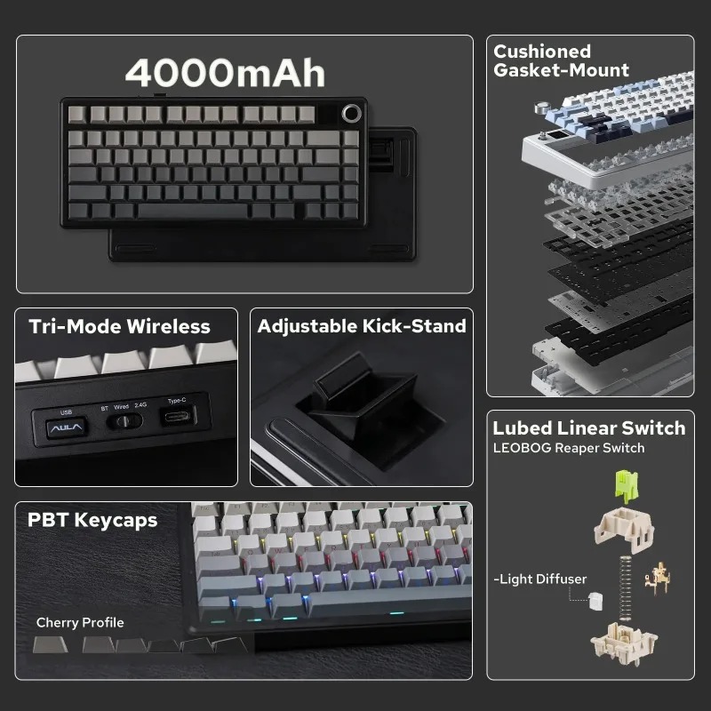 Teclado Mecânico AULA F75 Max, - Pc Gaming Keyboard avaliação e preço