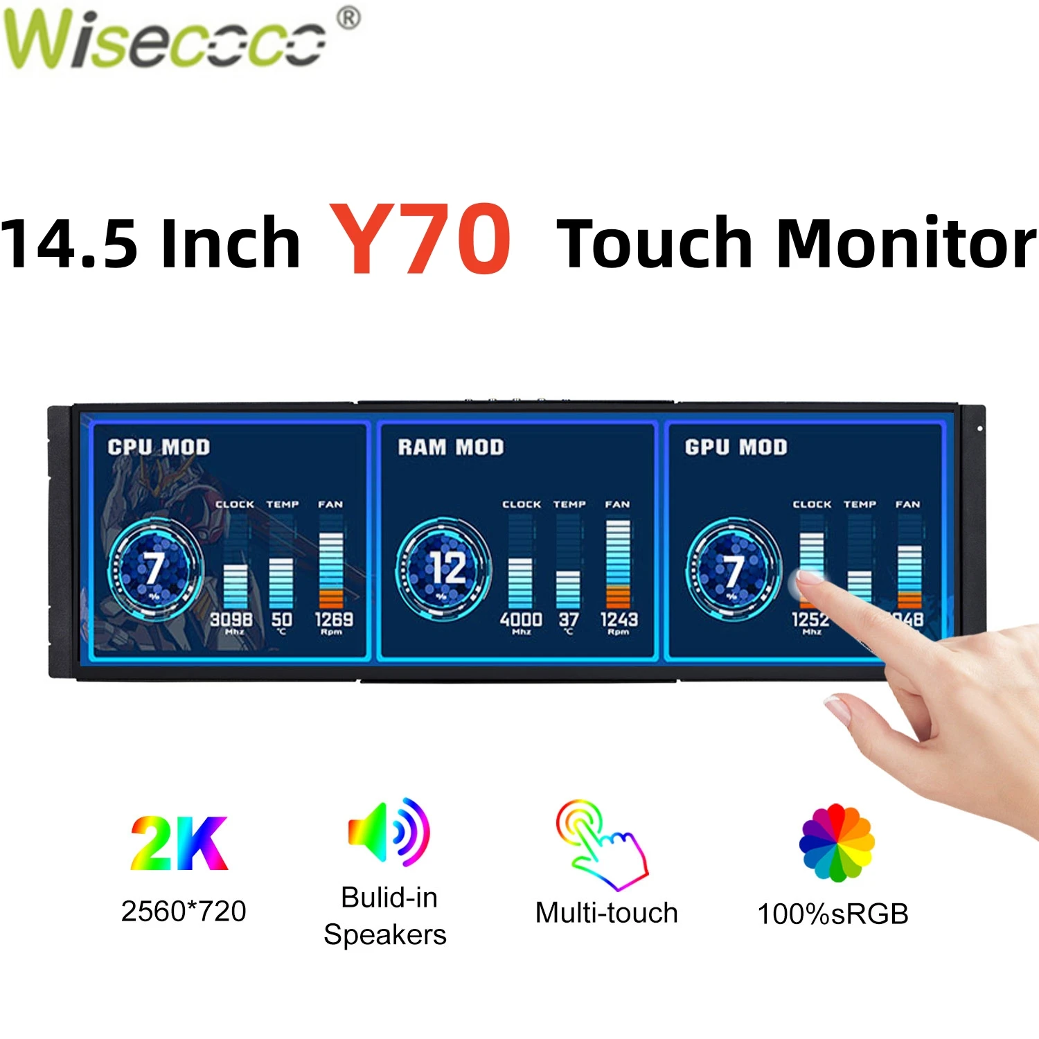 Wisecoco 12.6/14.5 Polegada 2k - Pc Gaming Y70 avaliação e preço